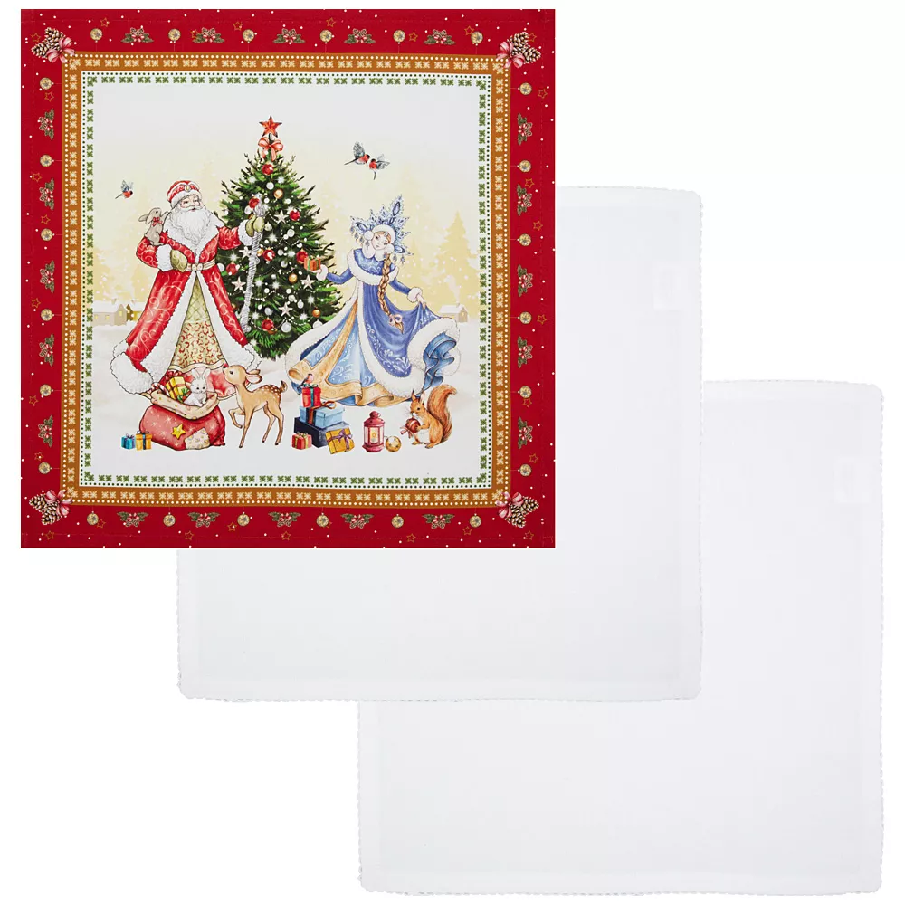 Набор салфеток 3шт С Новым Годом, хлопок красный, белый 40х40см по цене 