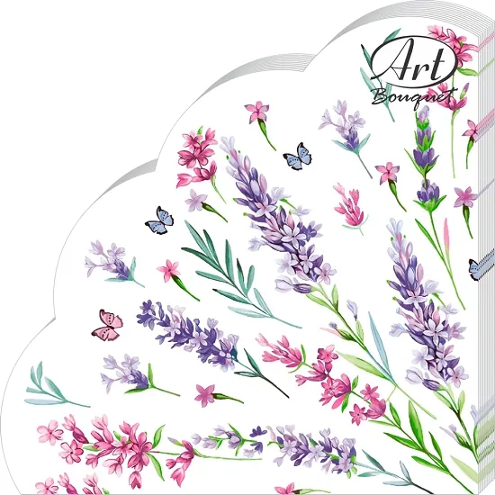 Салфетки бумажные Лаванда 32см 3-х слойные 12л арт.25234 по цене 