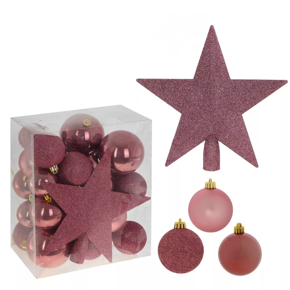 Украшение новогоднее Шары и звезда набор из 30шт шаров+1звезда 21х13х25см полимерные материалы арт.7 по цене 