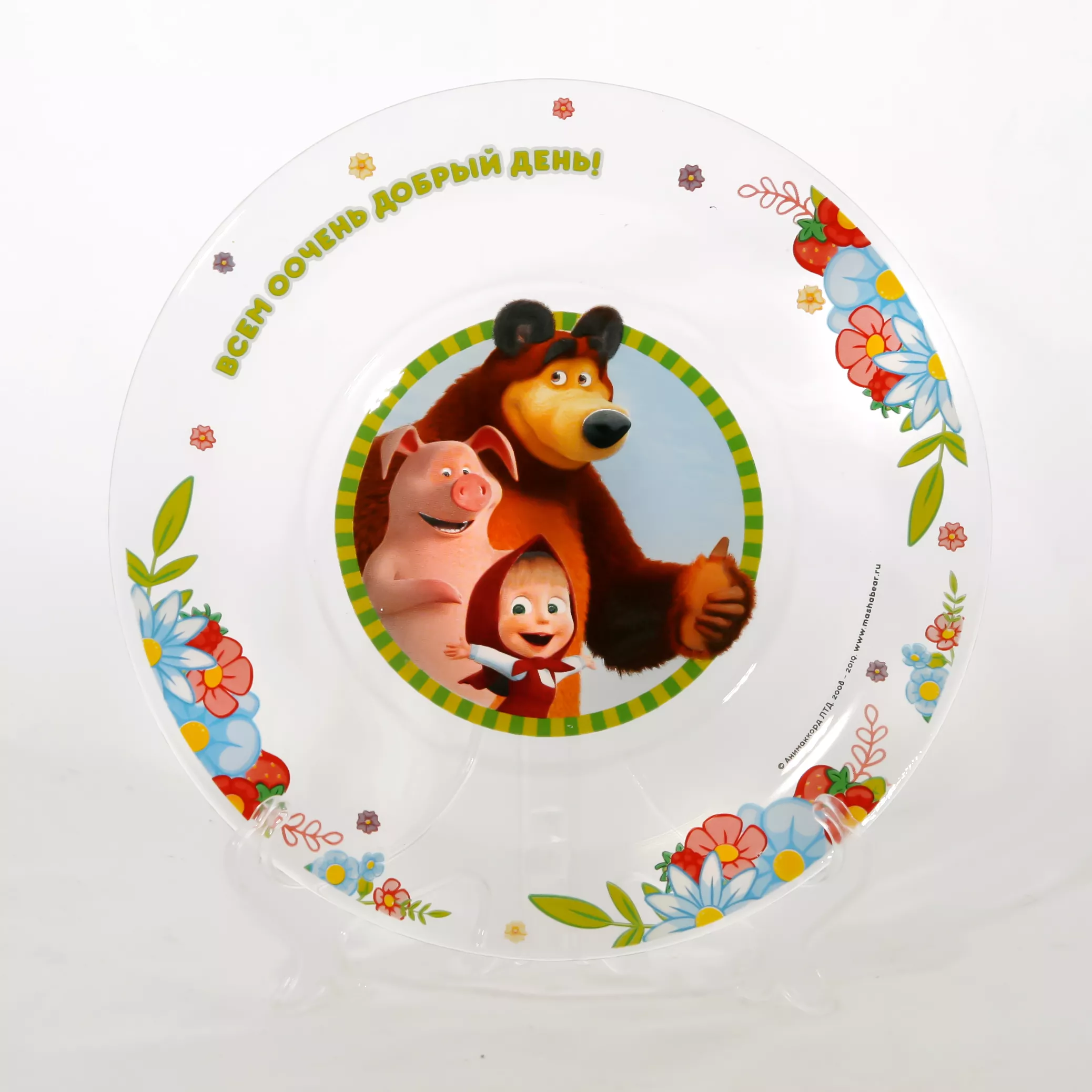 Тарелка Маша и Медведь. Добрый день 19,5см, стекло арт.ММТ195-1 по цене 