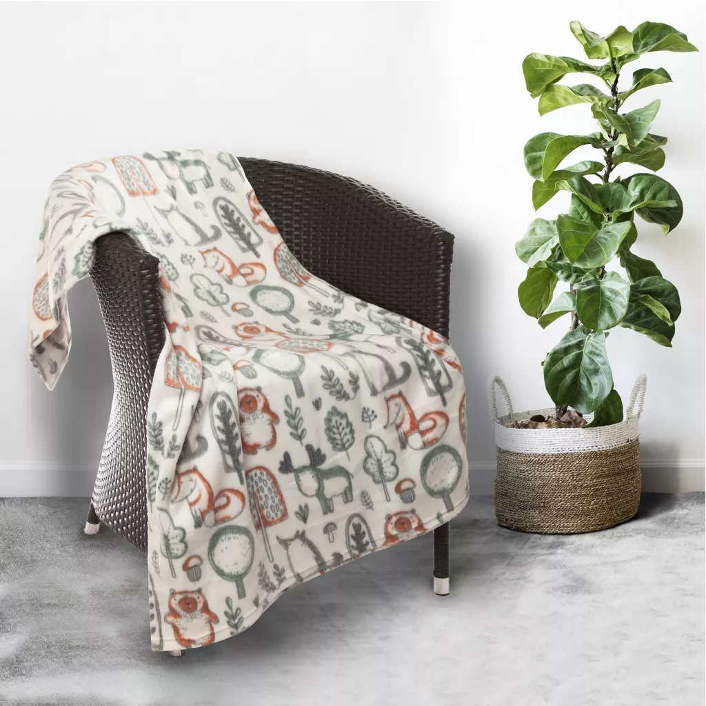 Плед Веллнесс флисовый бежевый-серый 130х150см, арт.WPL135-Зима_29 по цене 