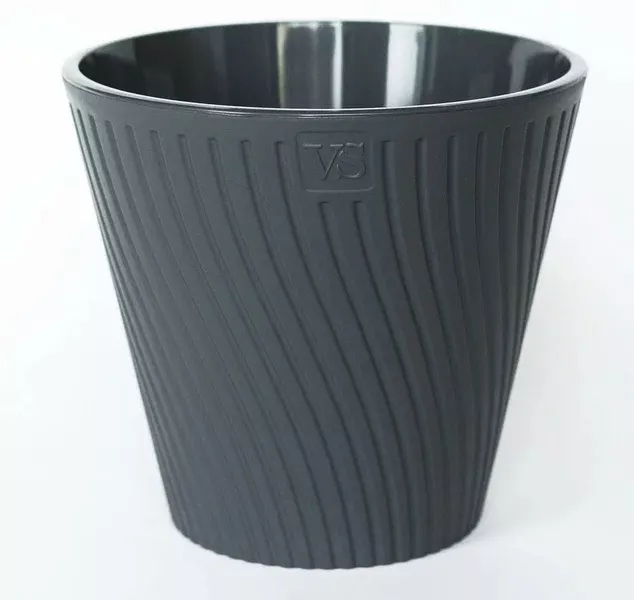 Горшок с дренажной системой Луи ВипСет 2,7л пластик антрацит по цене 