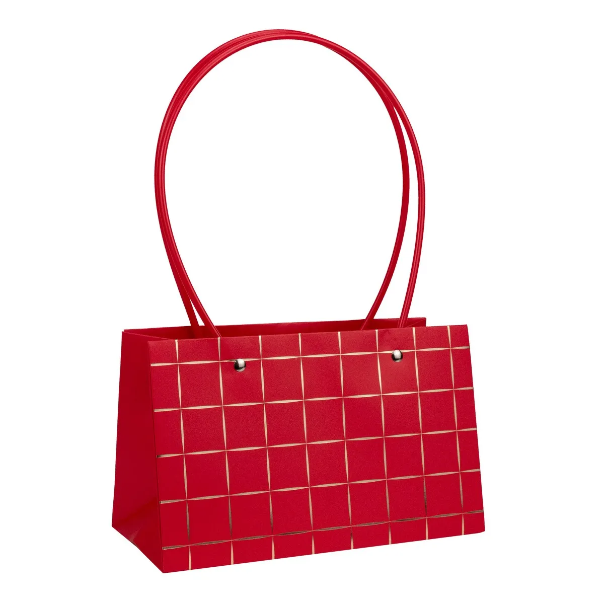Пакет для цветов водостойкий крафт 22х11х14см, красный/золотой по цене 
