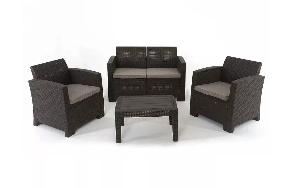 Набор мебели Афины стол, кресло и софа 61х120х76см экоротанг коричневый арт.SF2-4P по цене 