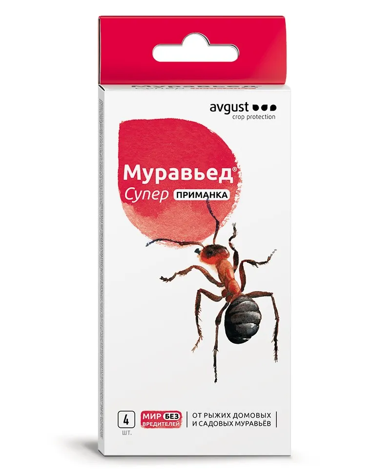 Инсектицид Август Муравьед супер  прманка от садовых муравьев 4*1,5 гр по цене 