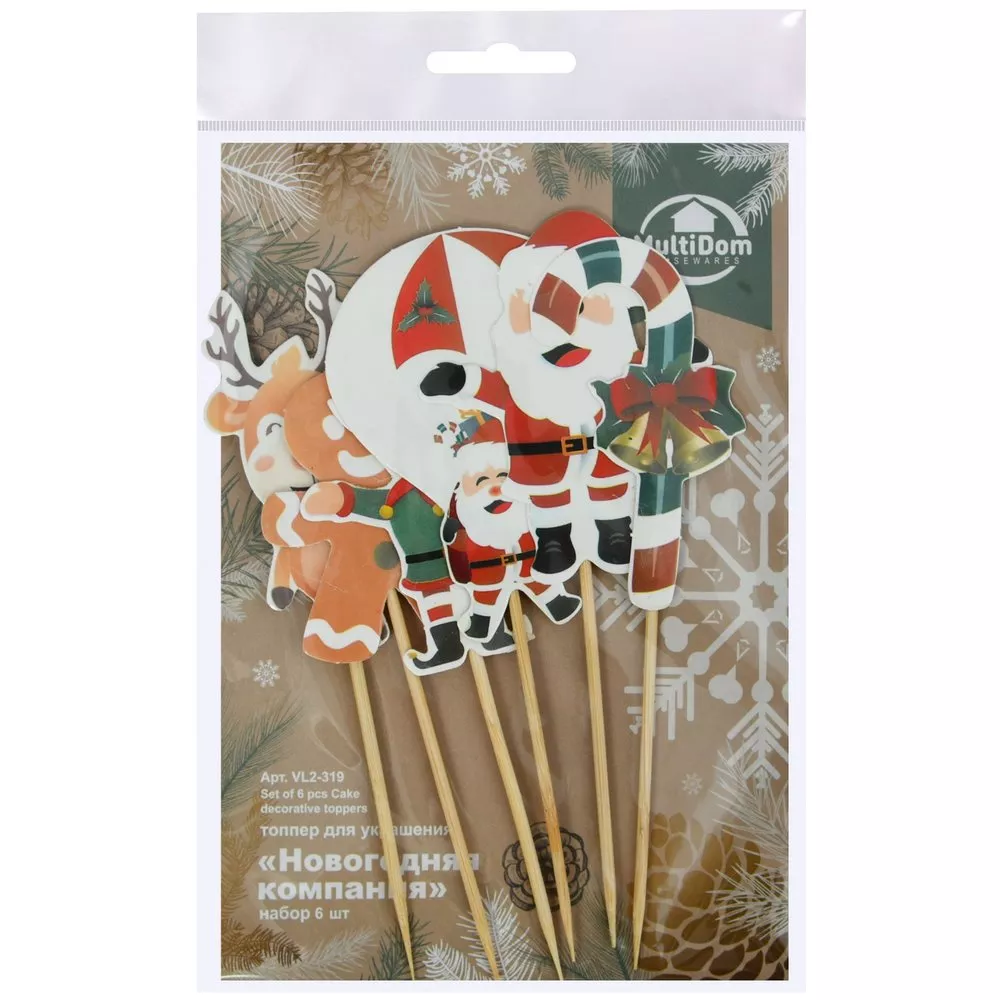 Топпер для украшения Новогодняя компания 14см, набор 6шт арт.VL2-319 по цене 