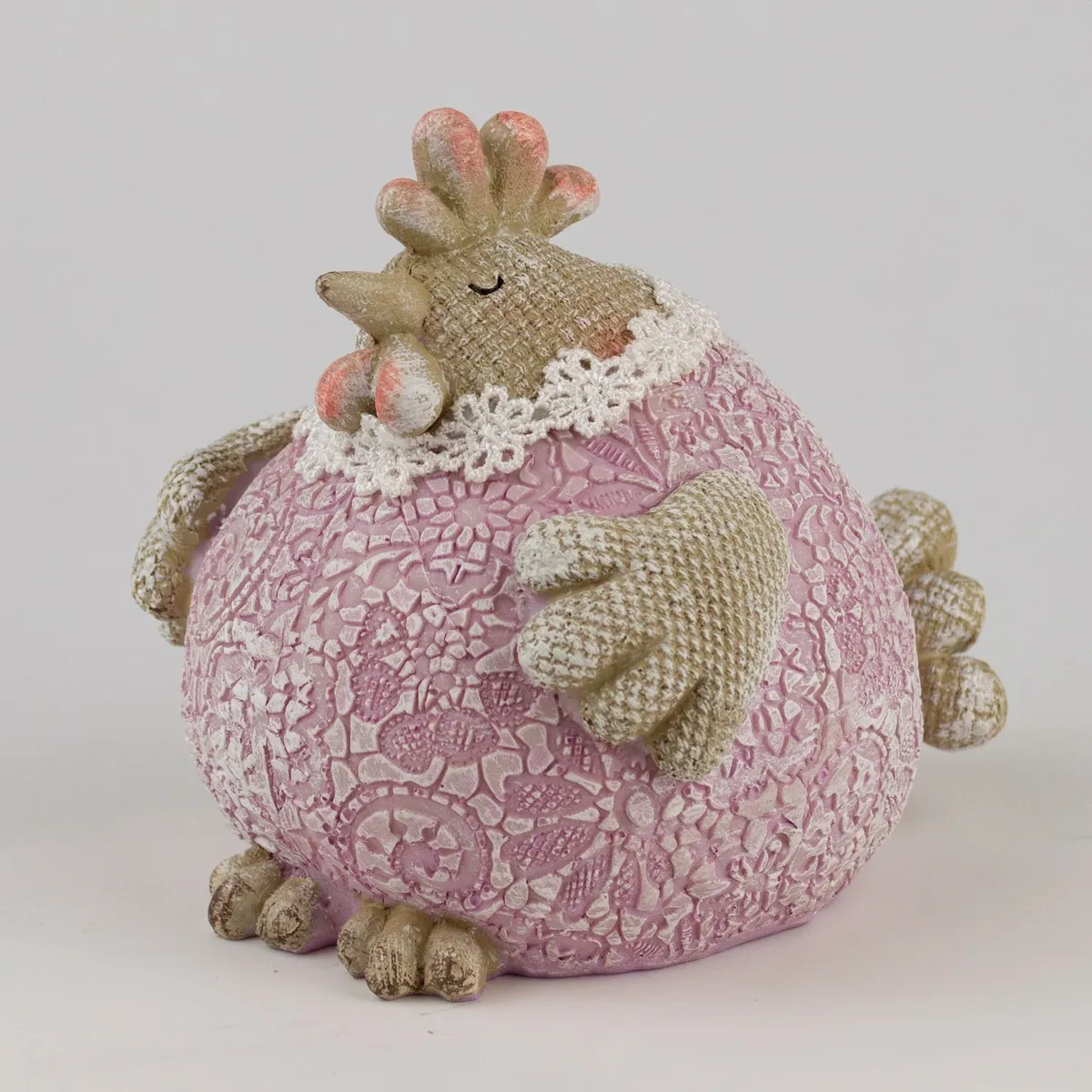 Фигурка Курица 13,5x11x12,5см бежевый/сиреневый, полирезина по цене 