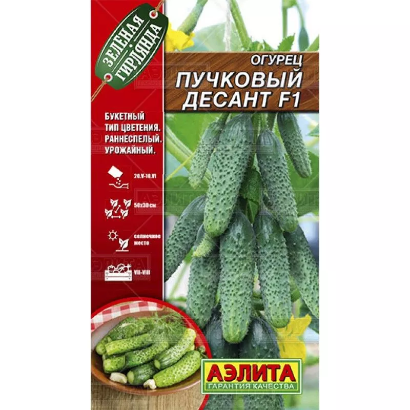 Семена Огурец партенокарпический Пучковый десант 10шт Аэлита 