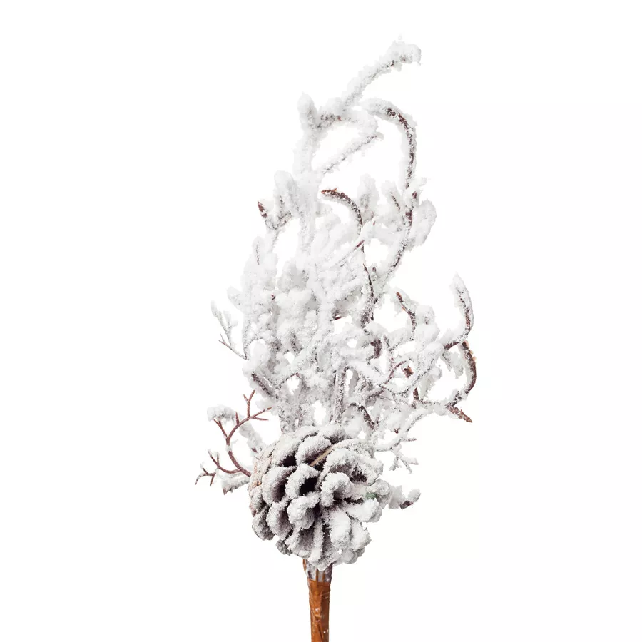 Ветка с шишкой заснеженная 36см по цене 