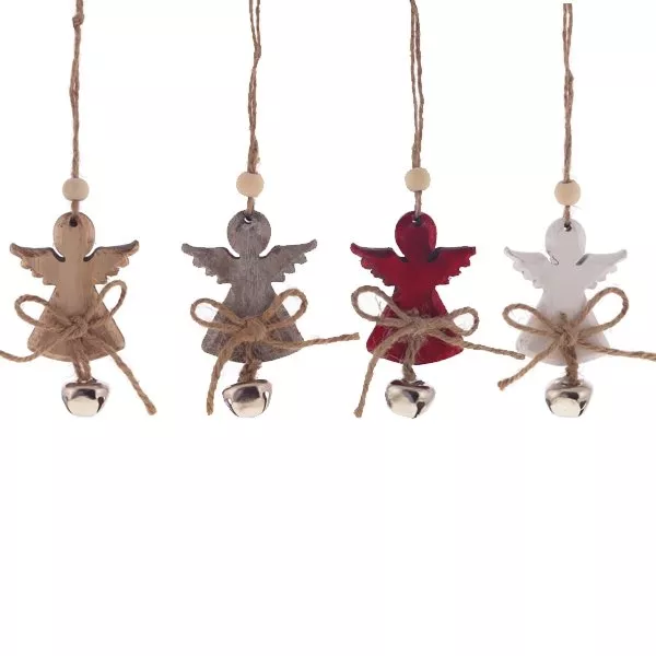 Украшение новогоднее Ангел с колокольчиком 5,5х2,5х9см дерево арт.401801 по цене 