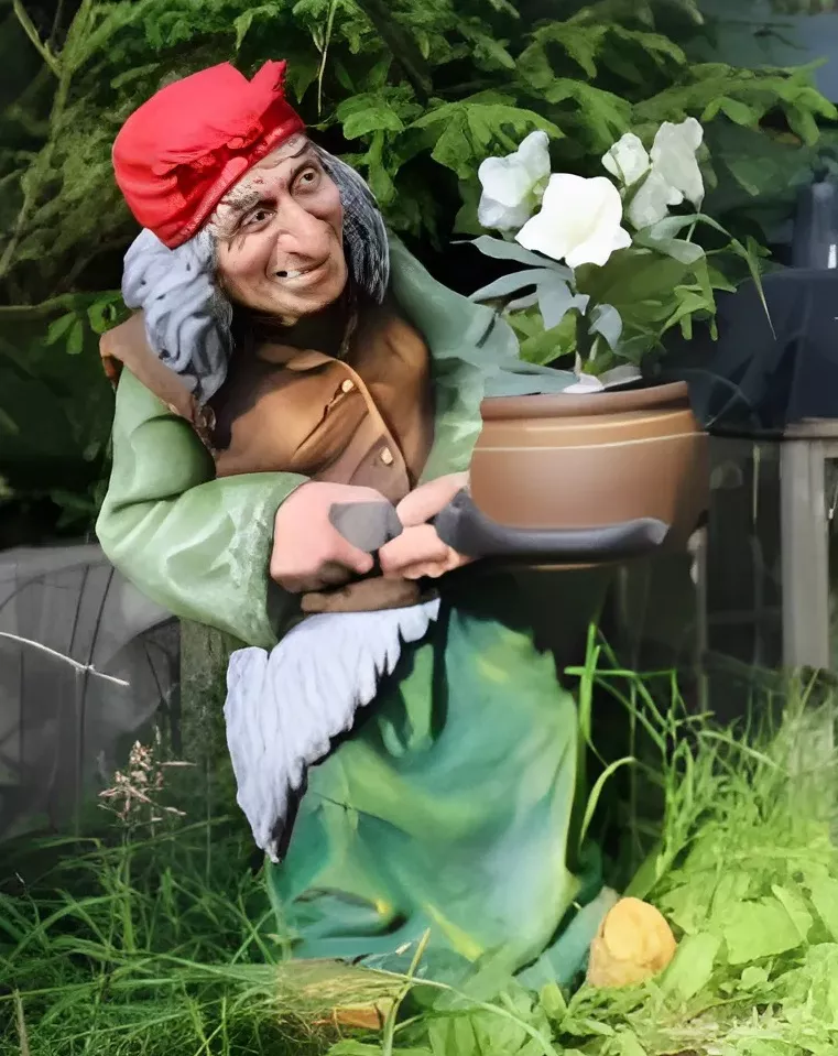 Фигура Баба Яга с кашпо 72х29х38см полистоун арт.Ф063н по цене 