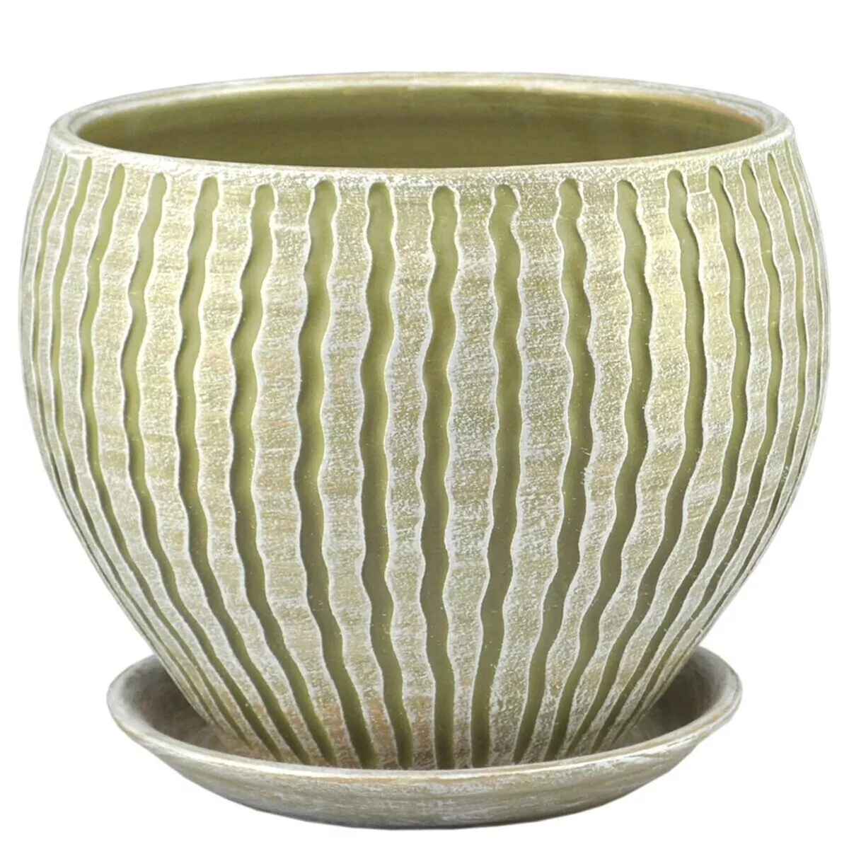 Горшок классик Мане с поддоном 24см керамика оливка по цене 