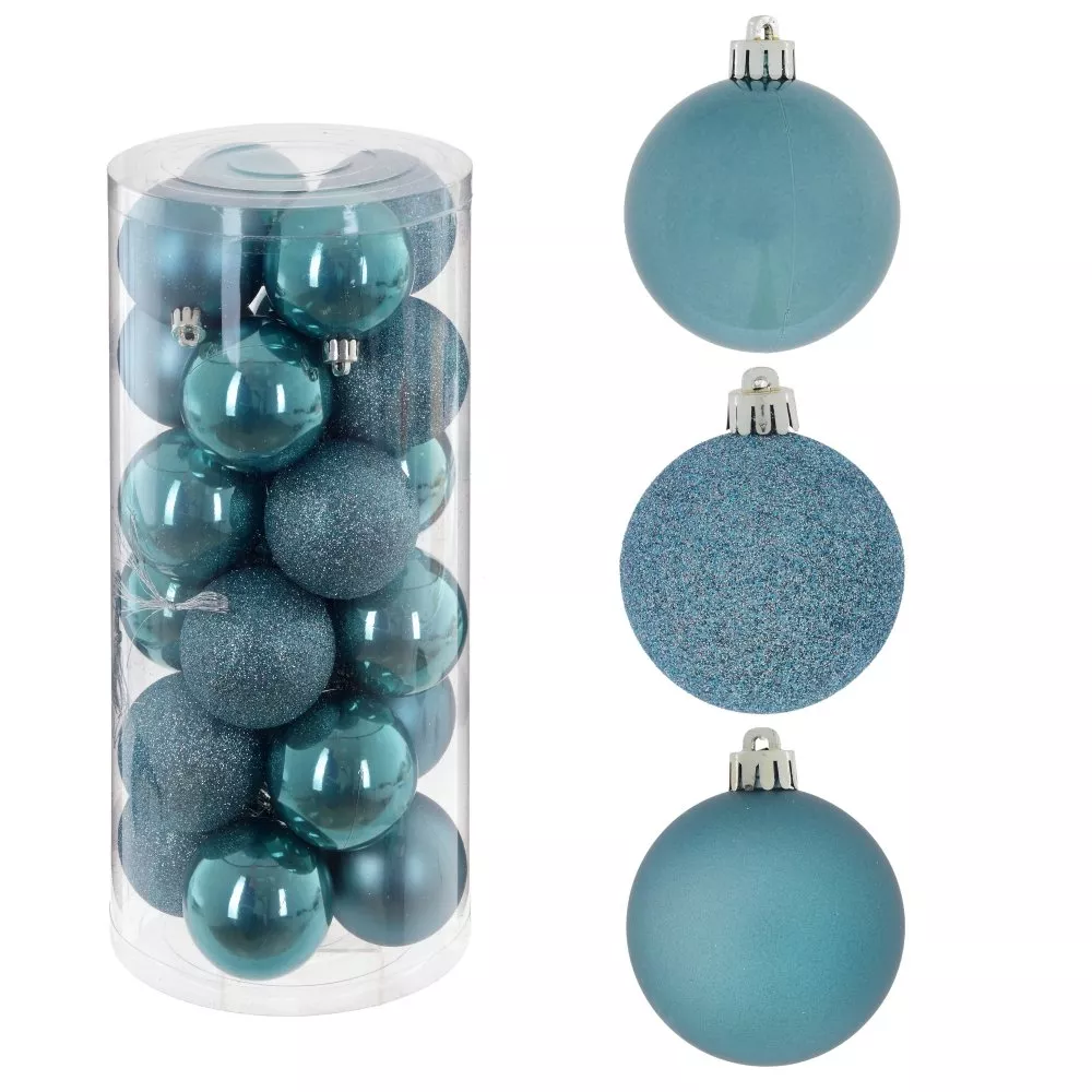 Украшение новогоднее Шар Ночь, голубой набор из 24шт, 6х6х7,5см по цене 