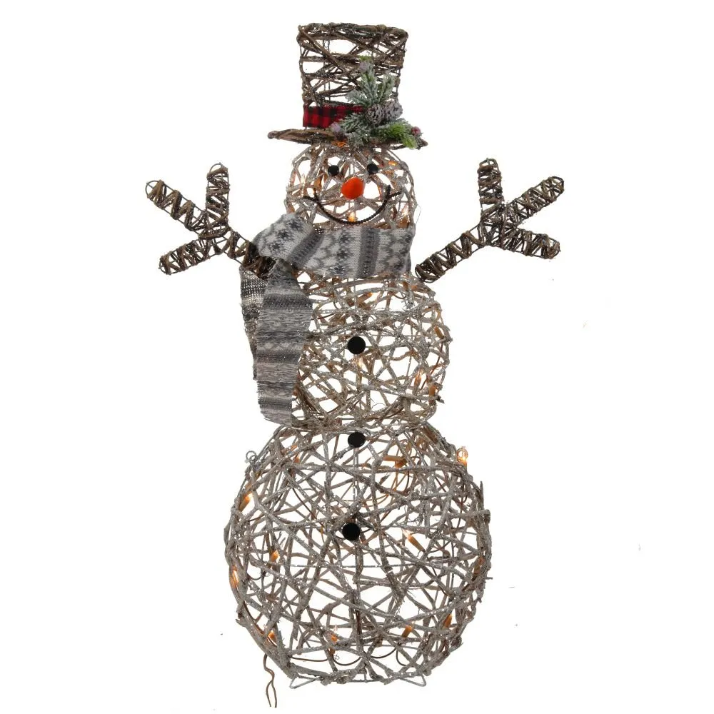 Изделие декоративное с подсветкой Снеговик теплый белый 50х20х90см по цене 