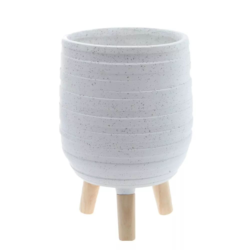 Кашпо Чаша на ножках 28х28х44см, белый, магнезия, дерево арт.817463 по цене 