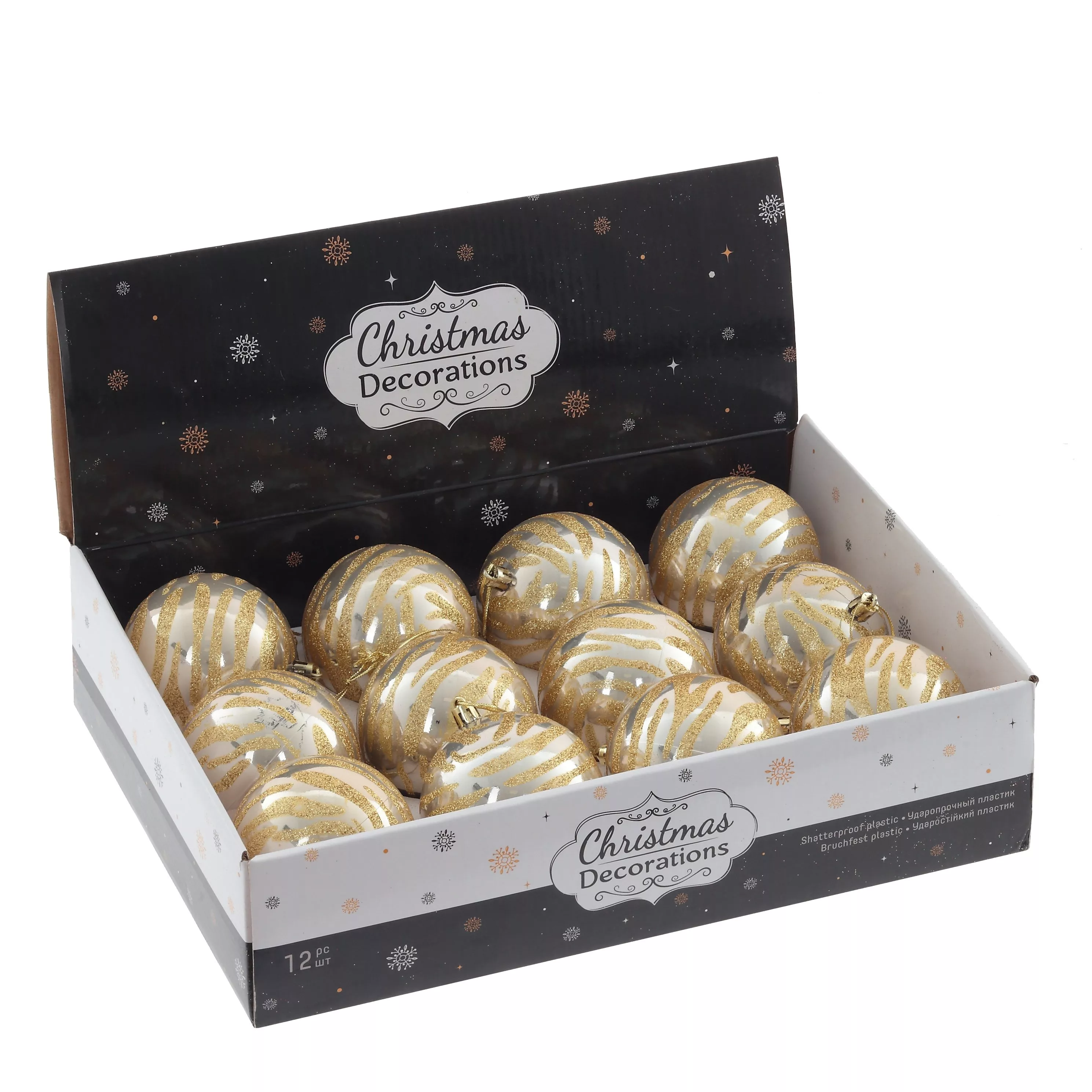 Украшение новогоднее Шар Узор, золото 1шт, 8см по цене 