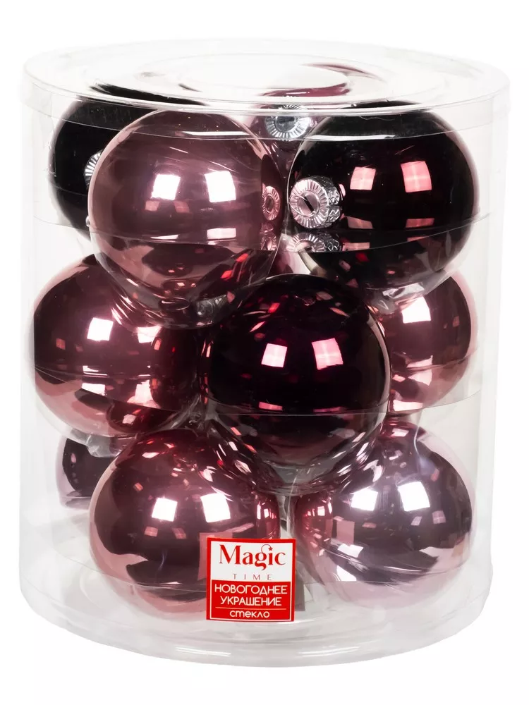 Украшение новогоднее Шар набор из 12шт 8см стекло арт.90759 по цене 
