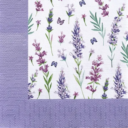 Салфетки бумажные Скатерть с лавандой 33х33см 3-х слойные 20л арт.25241 по цене 