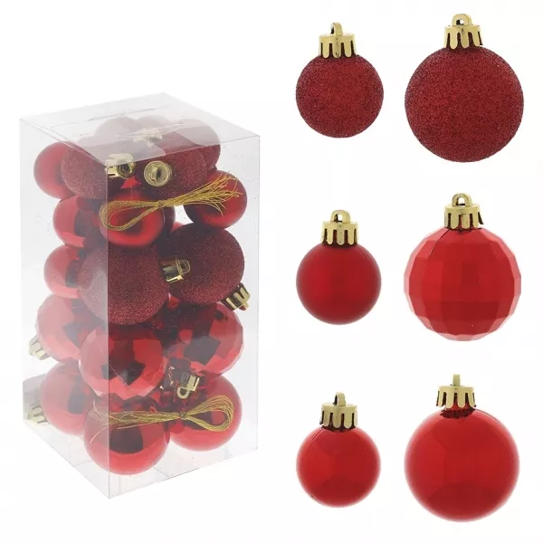 Украшение Шар Снежок красный 3/2см набор из 25шт арт.722891 по цене 