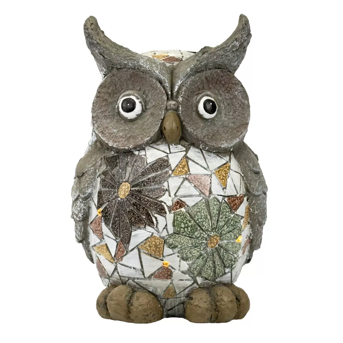 Фигура садовая на солнечной батарее Сова, керамика 32x21х18см, серый арт.к000032324 по цене 