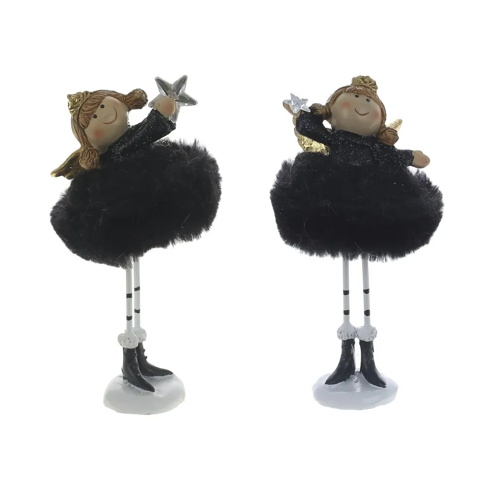 Фигурка декоративная Ангел пушистый черный 5х4х11,5см 2в по цене 