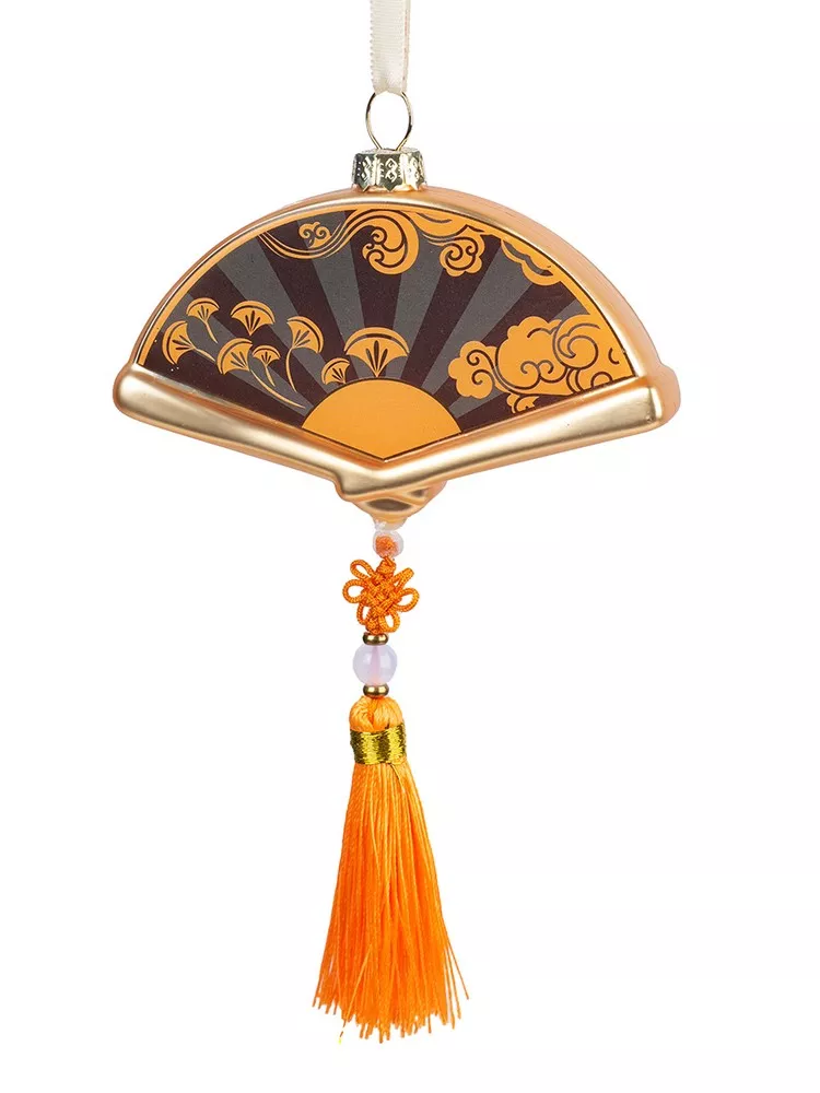 Украшение новогоднее подвесное Веер с кисточкой 10х2х5,8см стекло арт.91472 по цене 