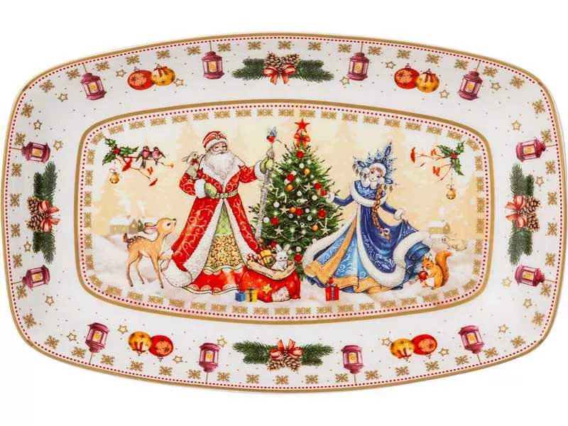 Блюдо Лефард Дед Мороз и Снегурочка 25х16х3см фарфор арт.85-1726 по цене 
