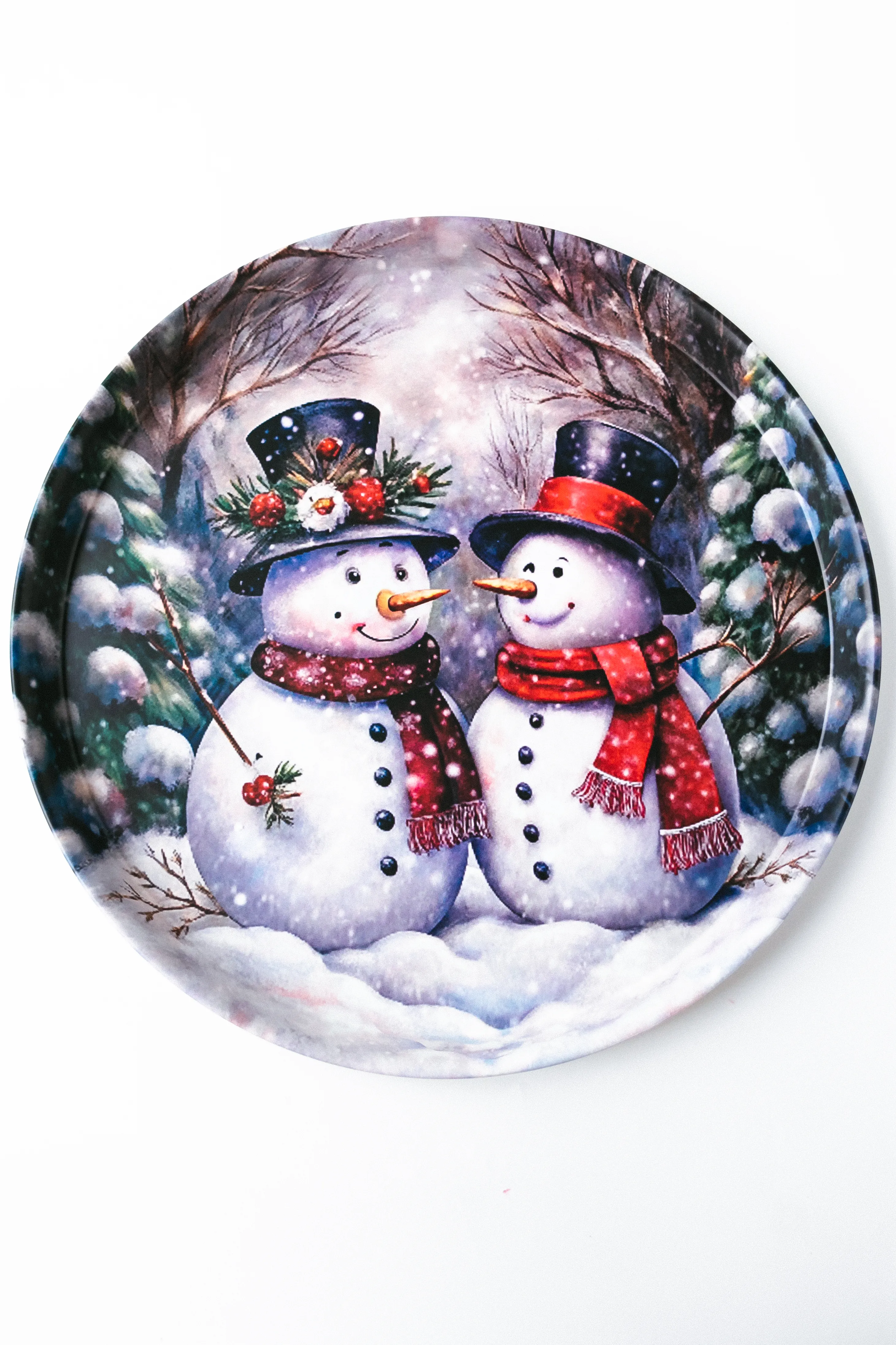 Поднос Снеговики в лесу 33х2,1см, металл арт.PD120 по цене 