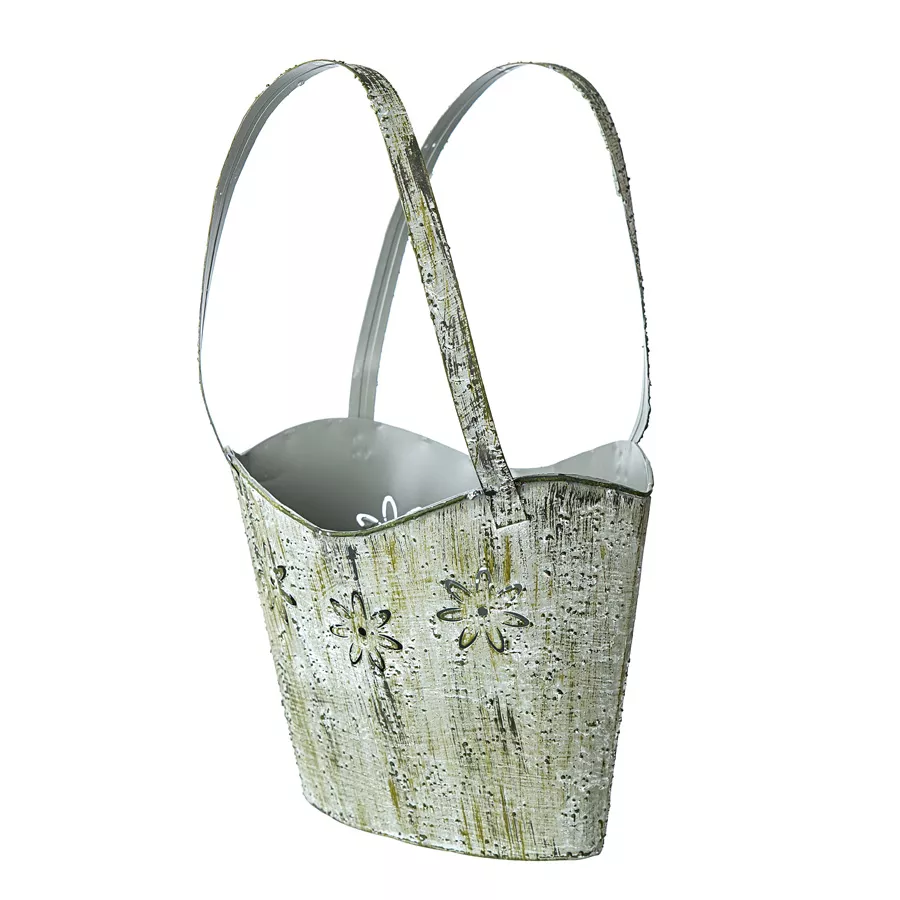 Кашпо Сумка Цветы Металл 18х8х25см арт.443208000802 серый по цене 