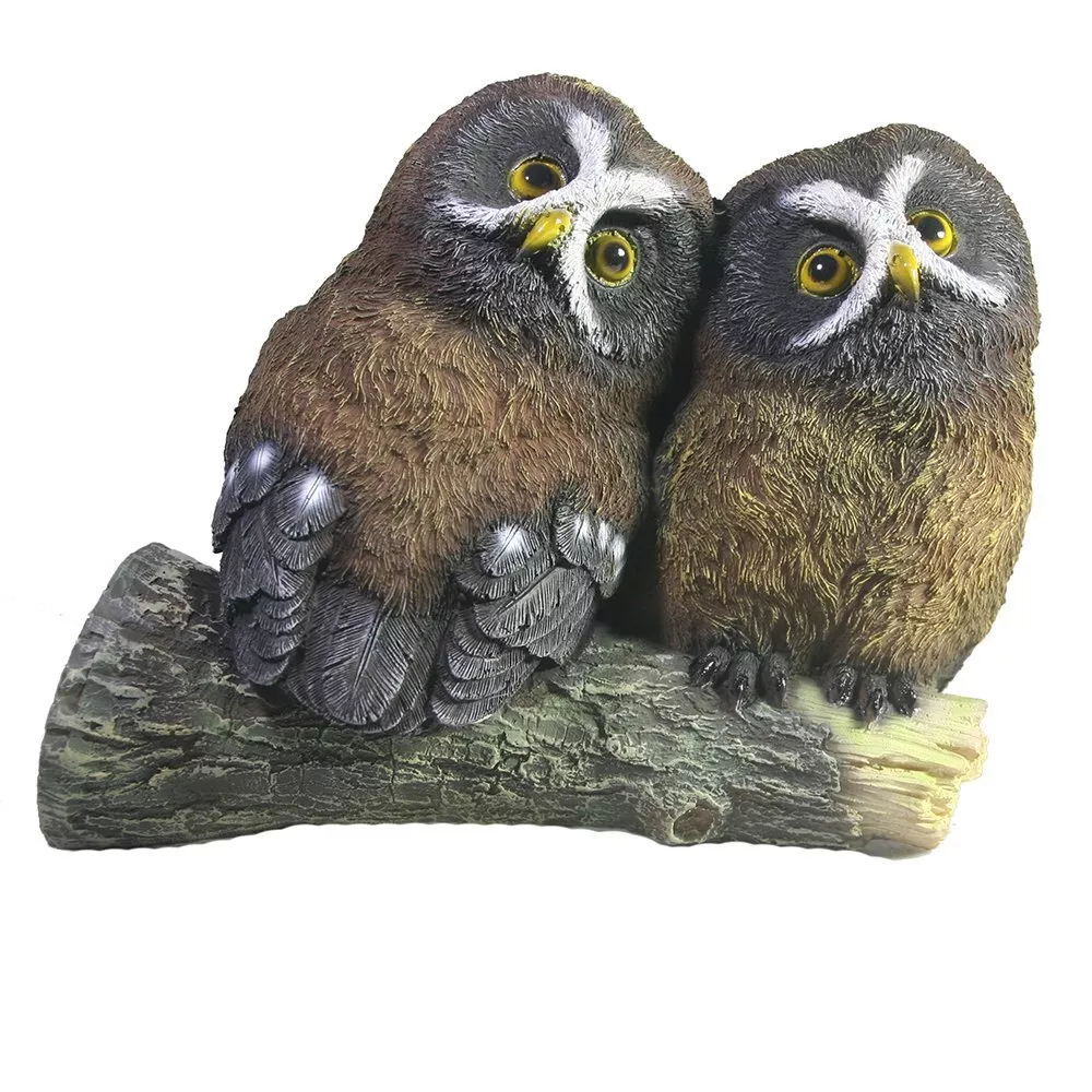 Фигура навесная садовая Совы на ветке, полистоун 20х17х8см по цене 