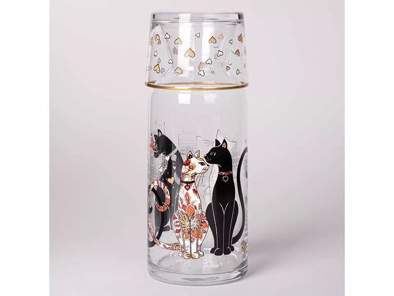 Графин с крышкой/стаканом Парижские коты, стекло арт.312-150 по цене 