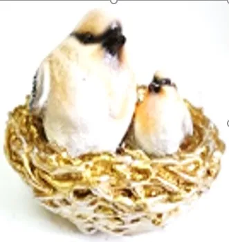 Фигура декоративная Птички семья в гнезде Н-12см полистоун арт.F1070\1 по цене 