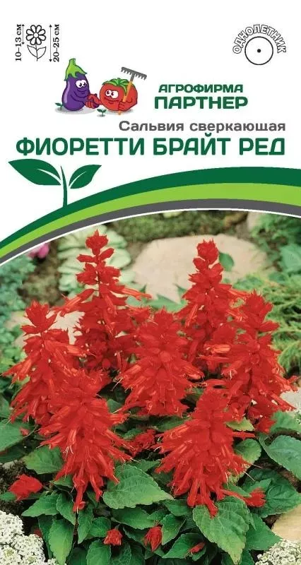Семена Сальвия сверкающая Фиоретти Брайт Ред 10 шт.Партнер 