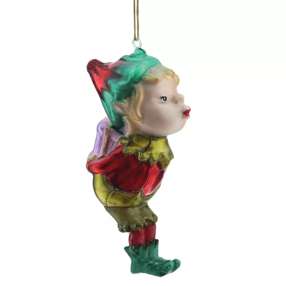 Украшение новогоднее Эльф 6х4х12,5см, стекло арт.809359 по цене 