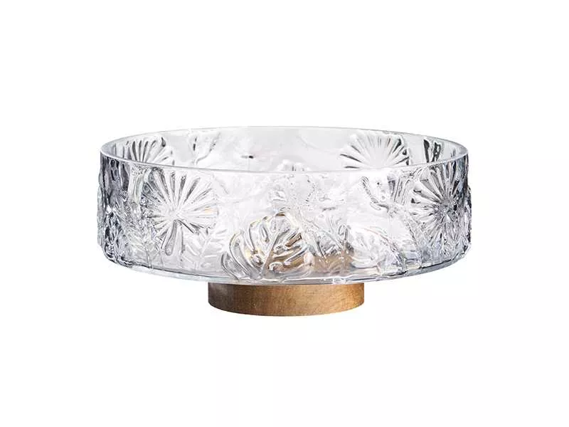 Фруктовница Флора 1500мл, стекло/акация арт.750-006 по цене 