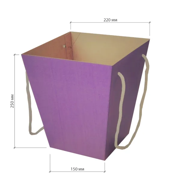 Коробка для цветов 150х220х250 крафт-сиреневый по цене 