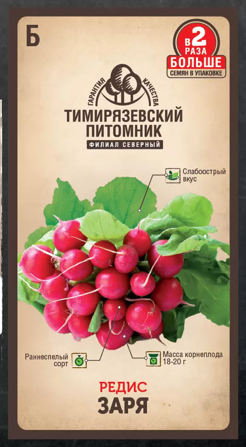 Семена Tim/редис Заря скороспелый 6г Двойная фасовка 