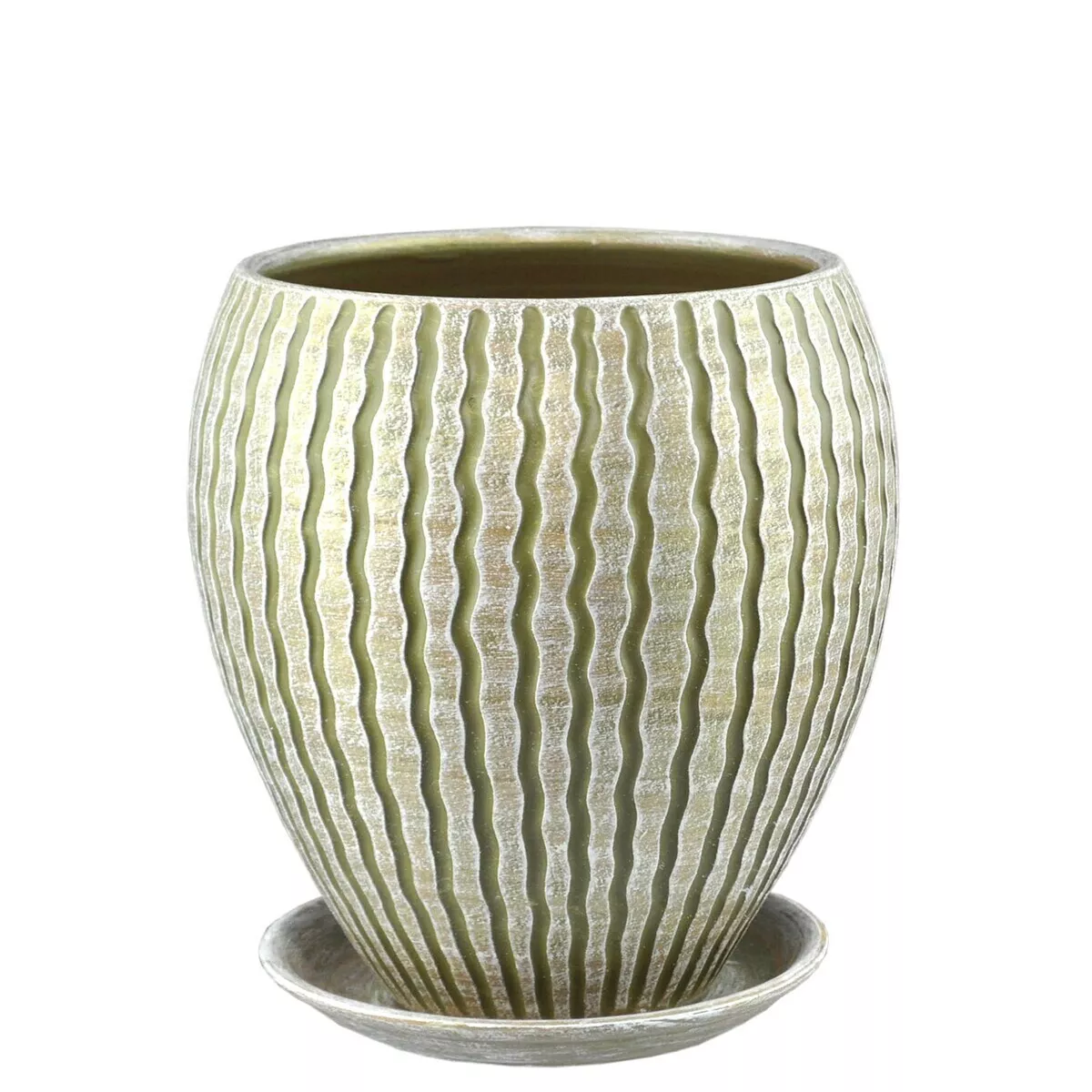 Горшок конус Мане с поддоном 15см керамика оливка по цене 