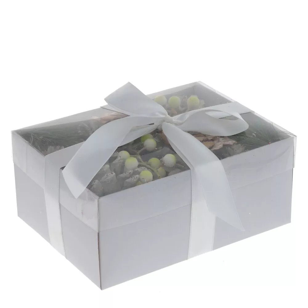 Изделие декоративное Новогодняя композиция Подарок белый 20х15х9см по цене 