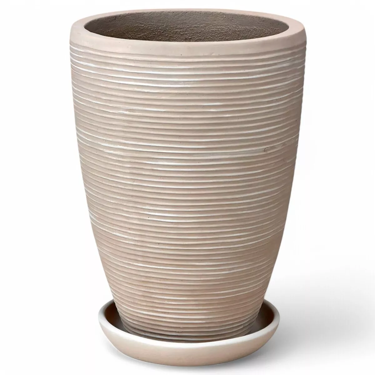 Горшок с поддоном Полоски 60л 55х39см песочный, композитный бетон арт.736577 по цене 