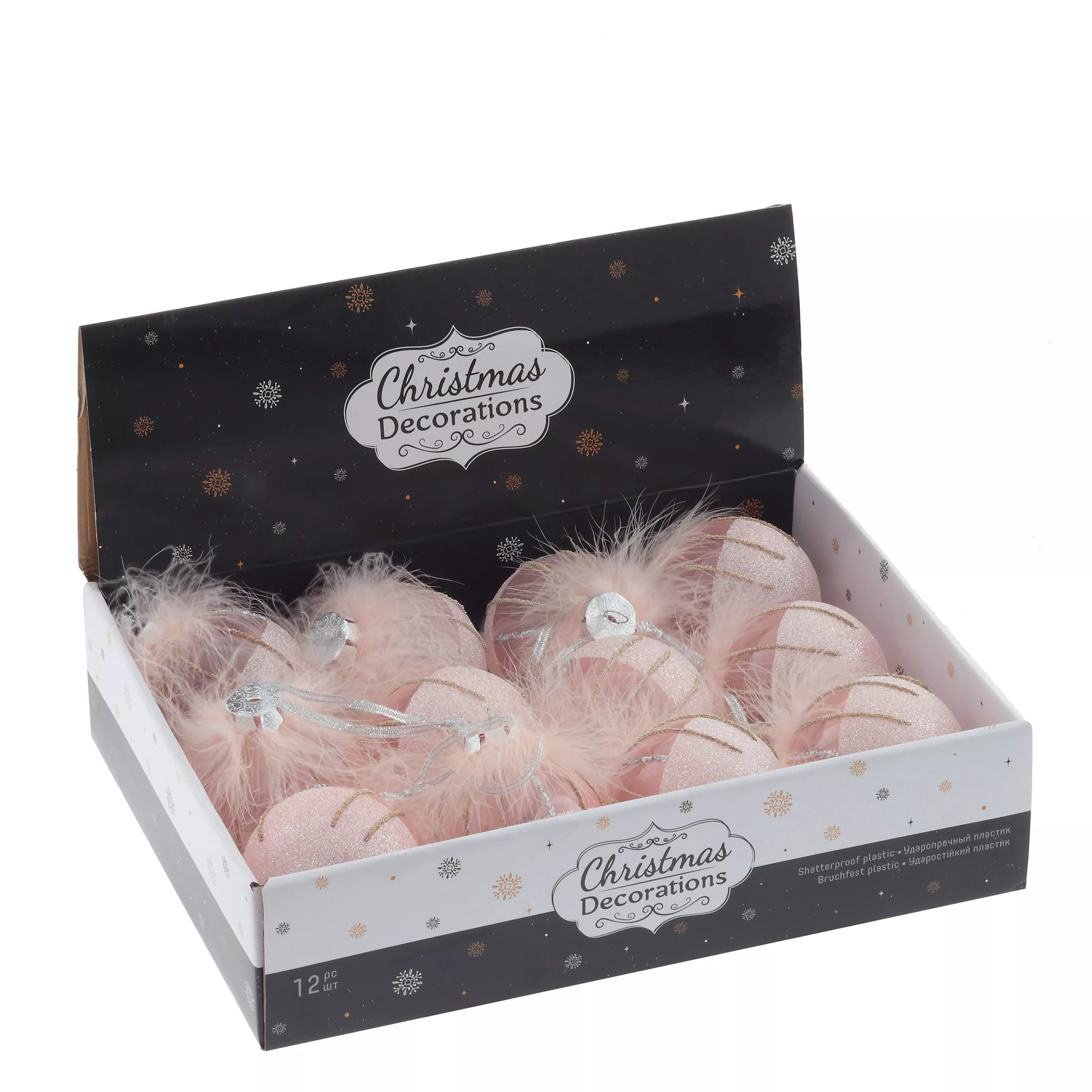 Украшение новогоднее Шар Перо, беж 1шт, 8см по цене 