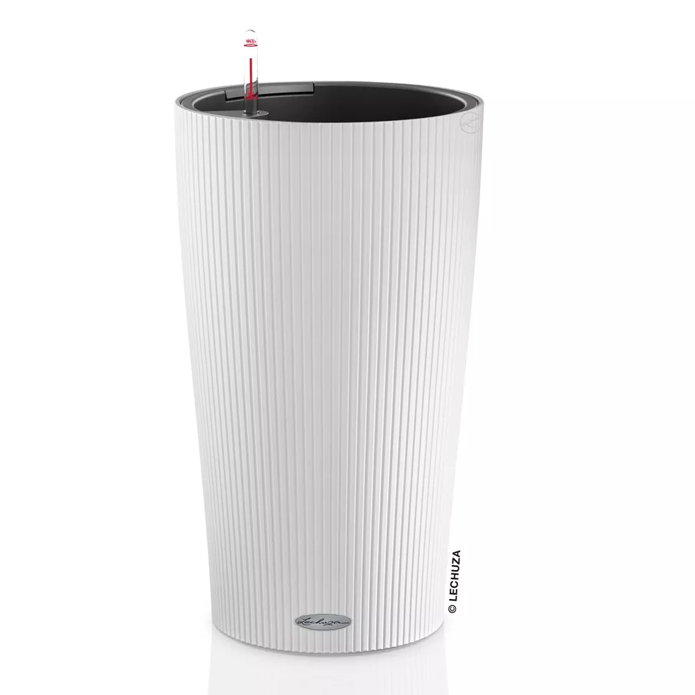 Кашпо с автополивом Лечуза Цилиндро Колор 32см белый, пластик арт.13950 по цене 