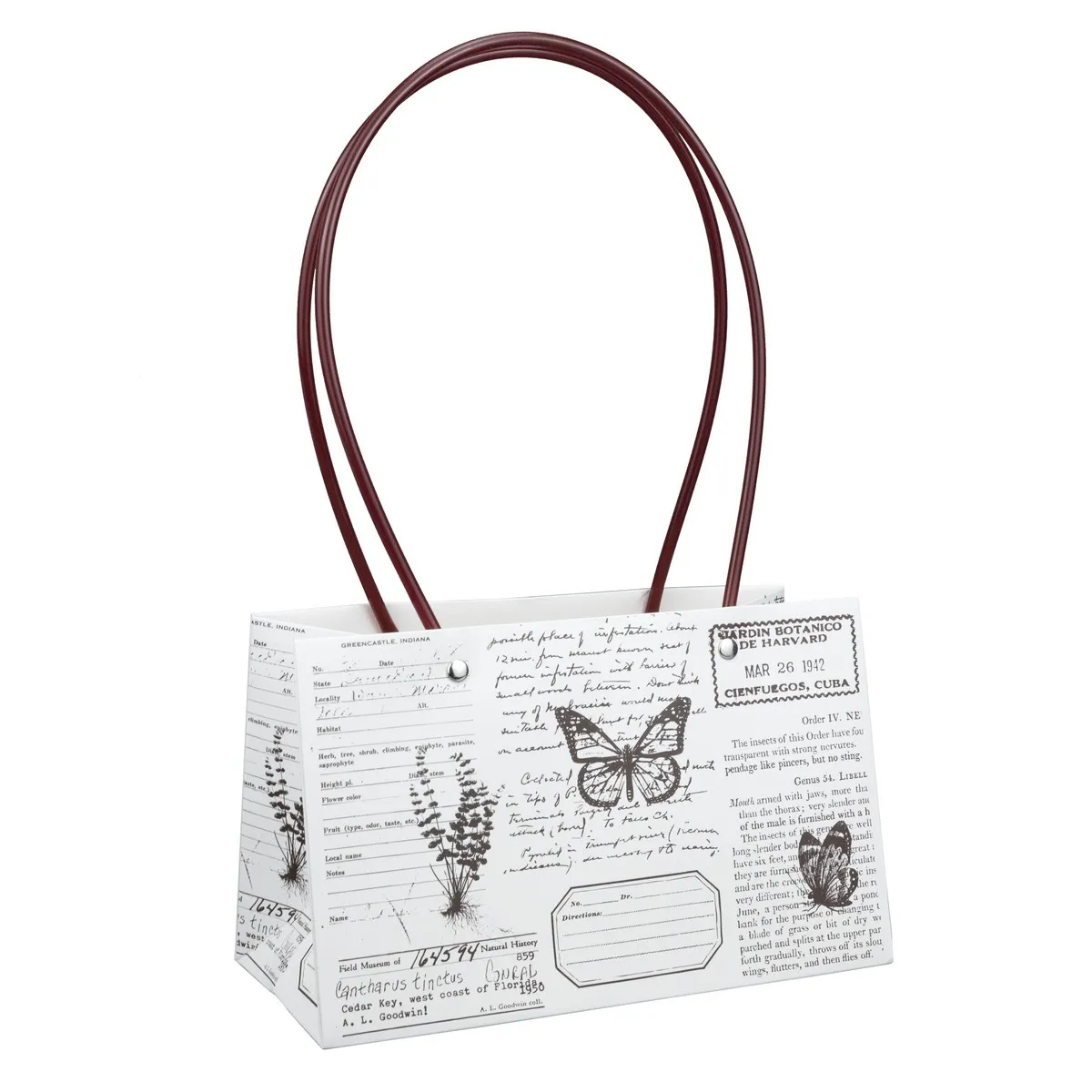 Пакет для цветов водостойкий Бабочки крафт 22х11х14см, белый/коричневый по цене 