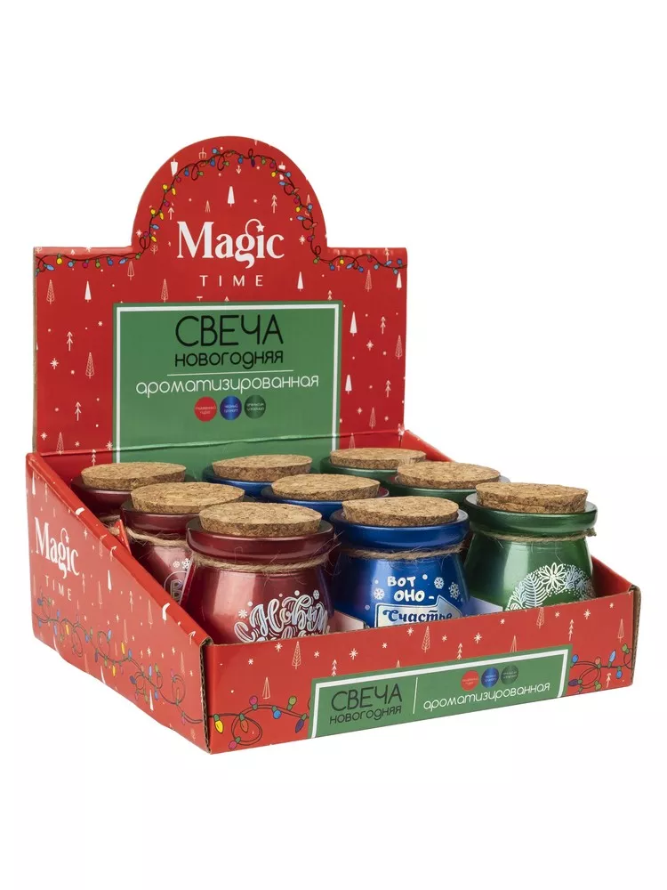 Свеча ароматизированная парафиновая Голография в стеклянной банке 5,5x7,8x5,5см арт.89912 по цене 