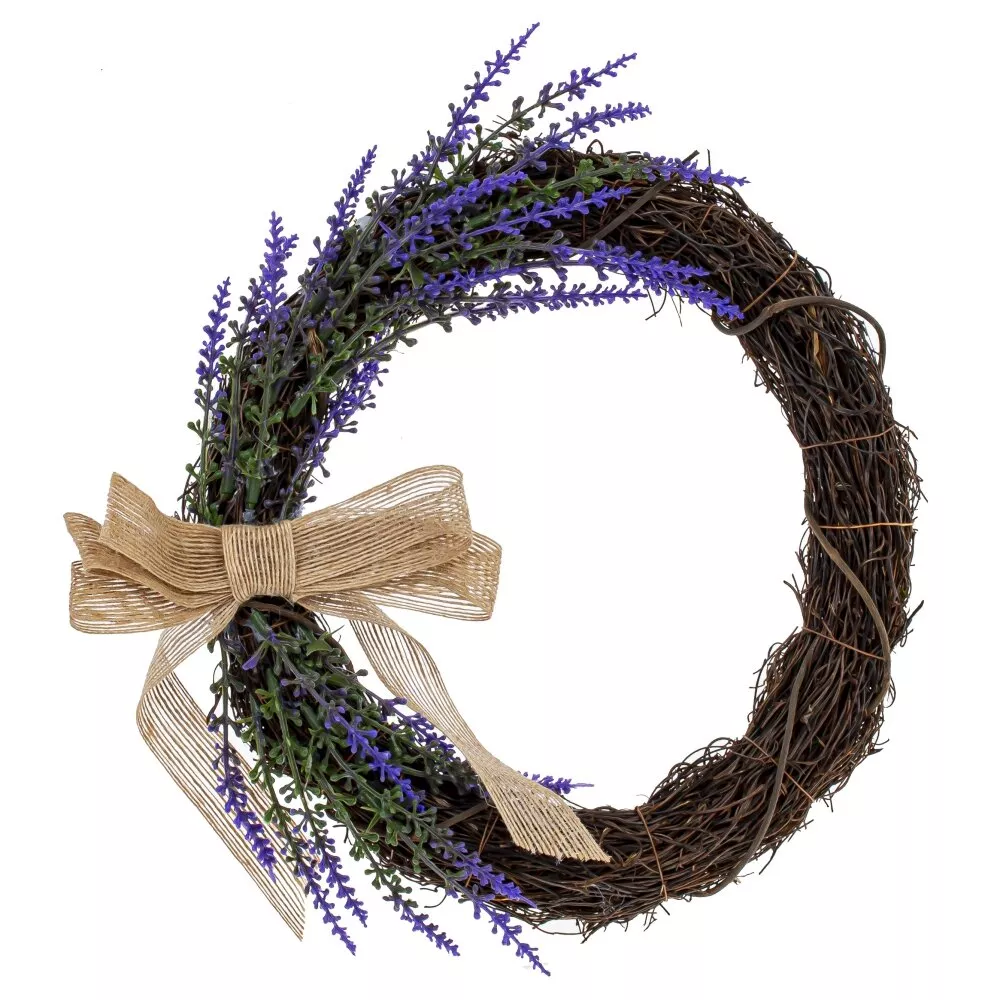 Венок декоративный с ветками и цветами 28см арт.797649 по цене 