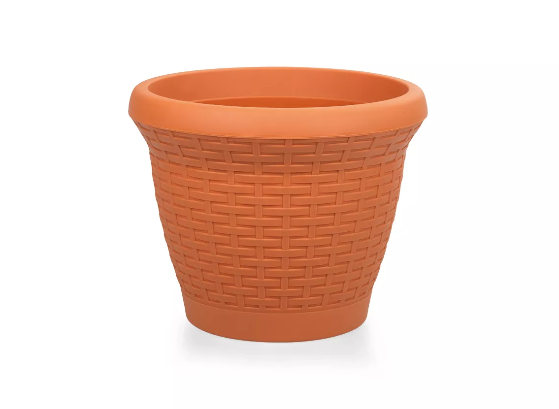 Горшок с поддоном Серинова Плетение 25л пластик терракотовый по цене 