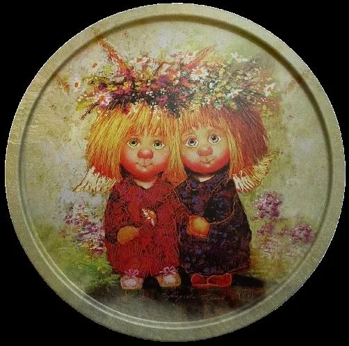 Тарелка декоративная Ангелы полевых цветов 20х0,4см, металл арт.TS031 по цене 