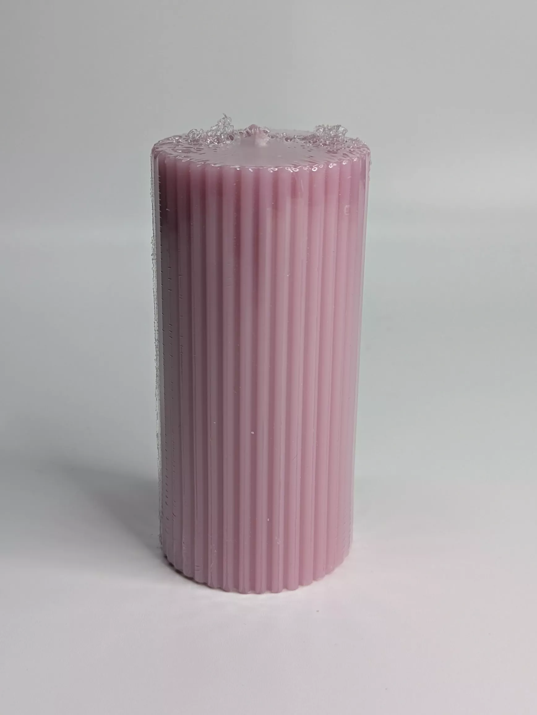 Свеча рифленая колонна 5х10см, пыльно-розовый по цене 