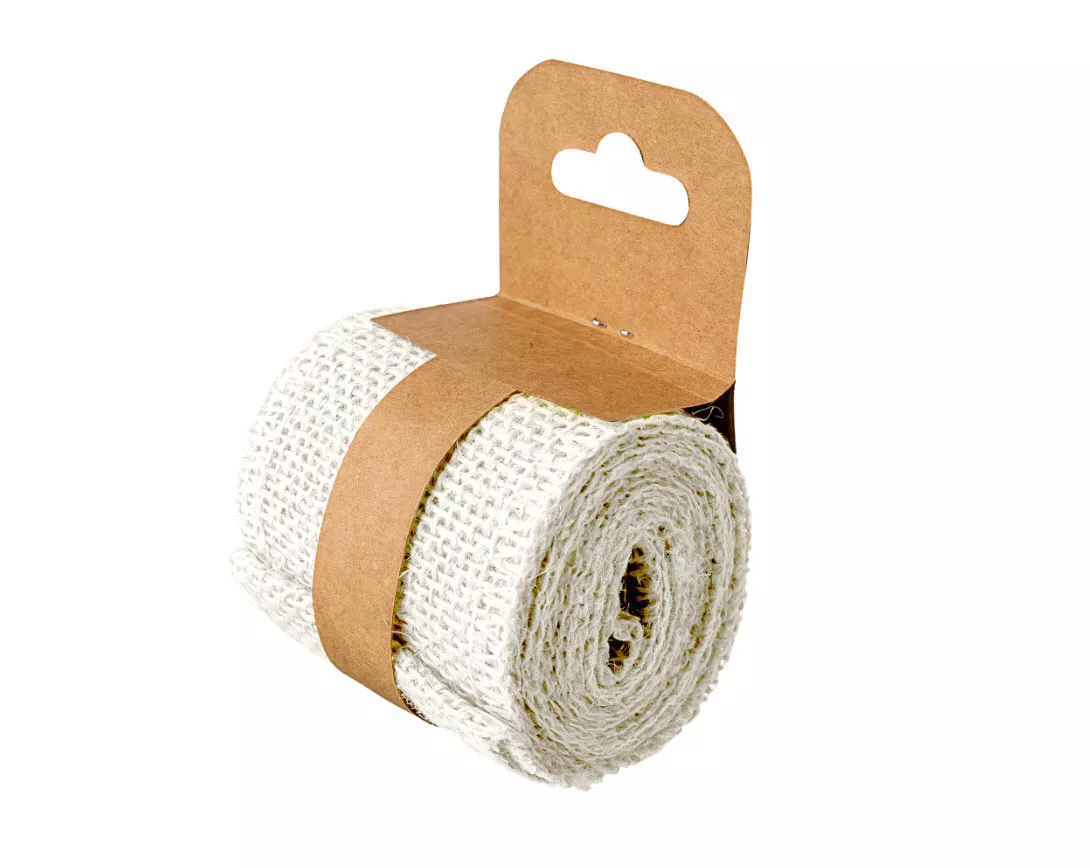 Лента Джут 6см 2м, белый по цене 