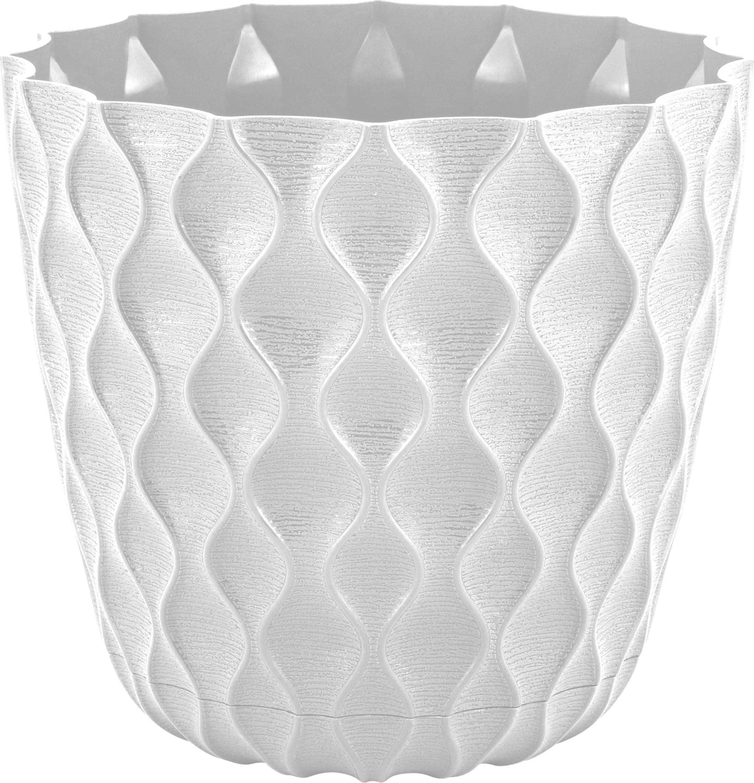 Горшок ИнГрин Волна с дренажной сеткой и поддоном 2,5л 17,5см, белоснежный жасмин по цене 